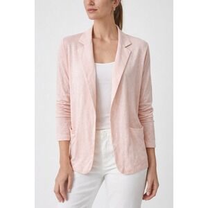 Majestic Filatures Linen Blazer Pink Lightweight Open Front Made in Europe